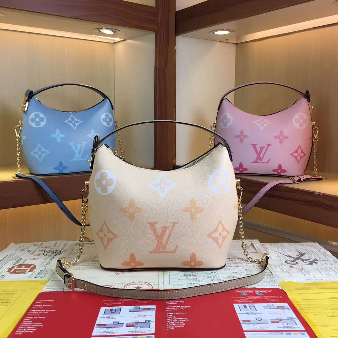 Louis Vuitton Marshmallow Borsa Hobo beige/rosa/blu