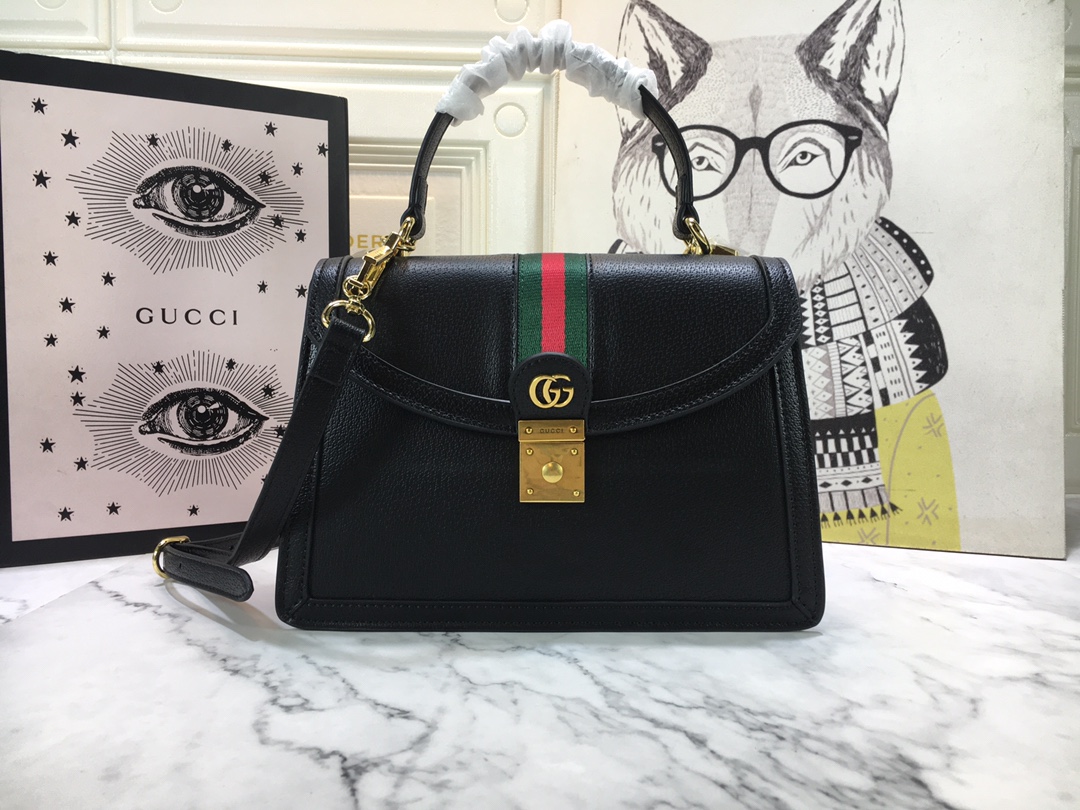 Gucci Ophidia Piccolo busta top maniglia con web nero/nero