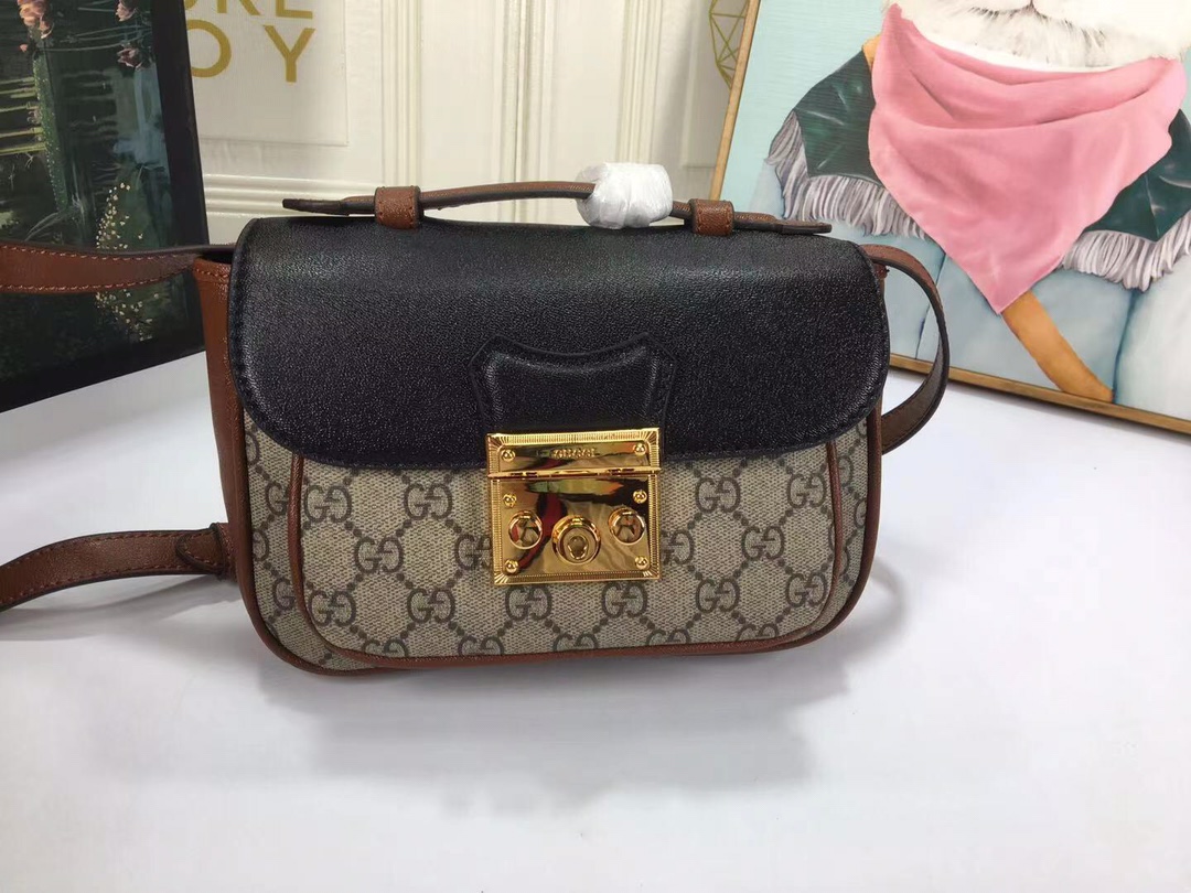 gucci pala paddlock mini borsa nero/nero