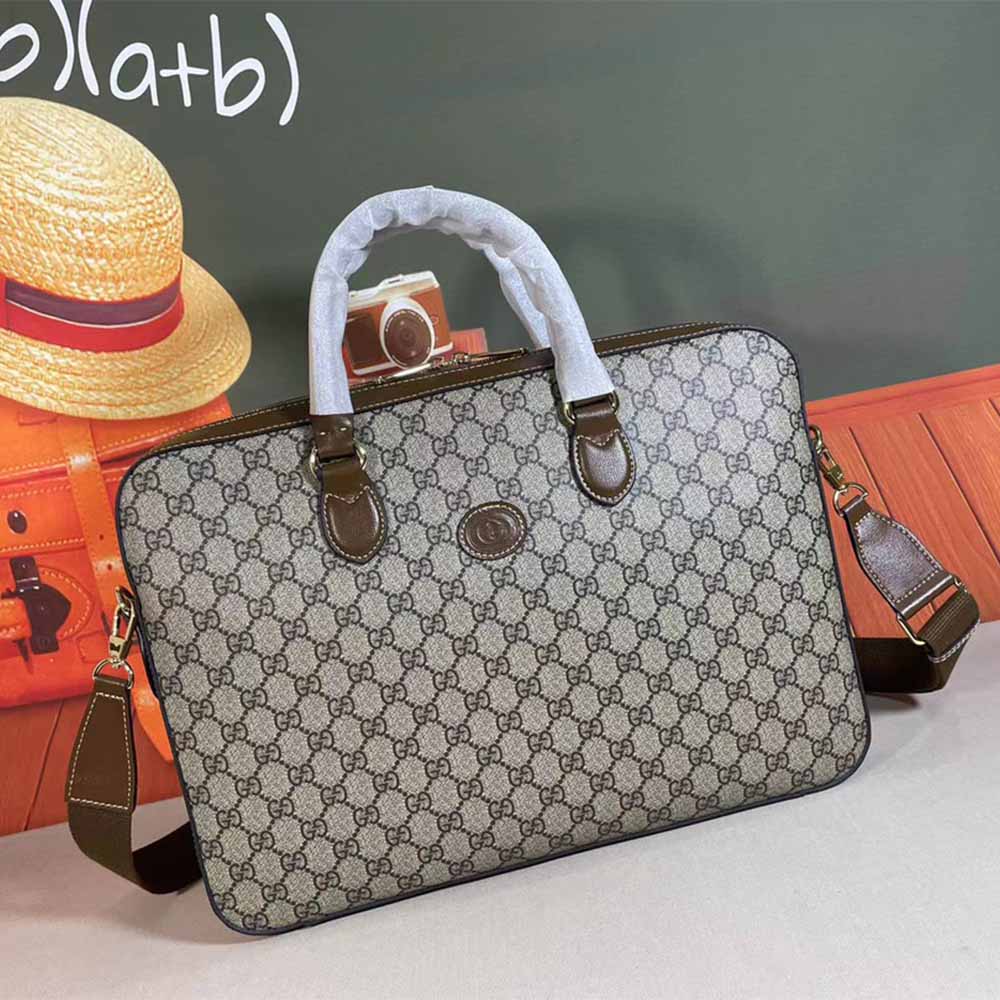 Casa di business Gucci con interblocco G nero/grigio 674140