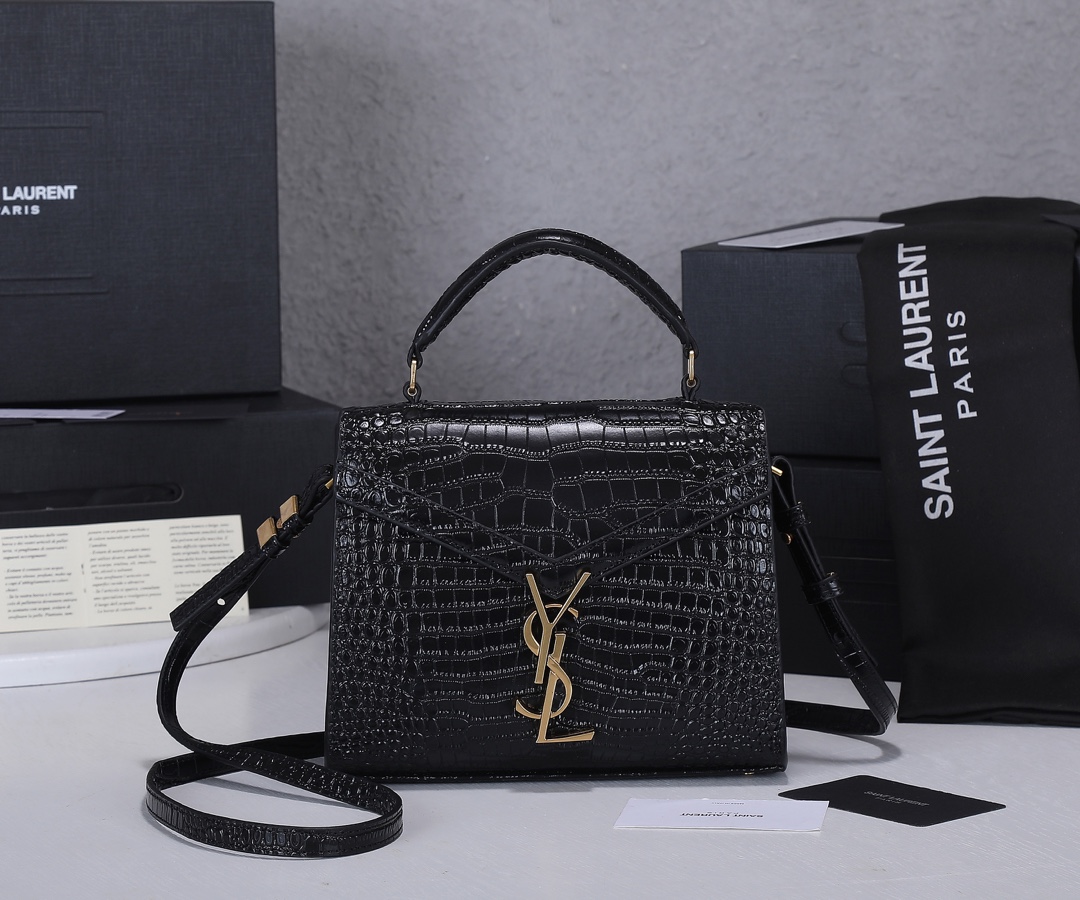 YSL Cassandra Crocodile in pelle Mini Top maniglia