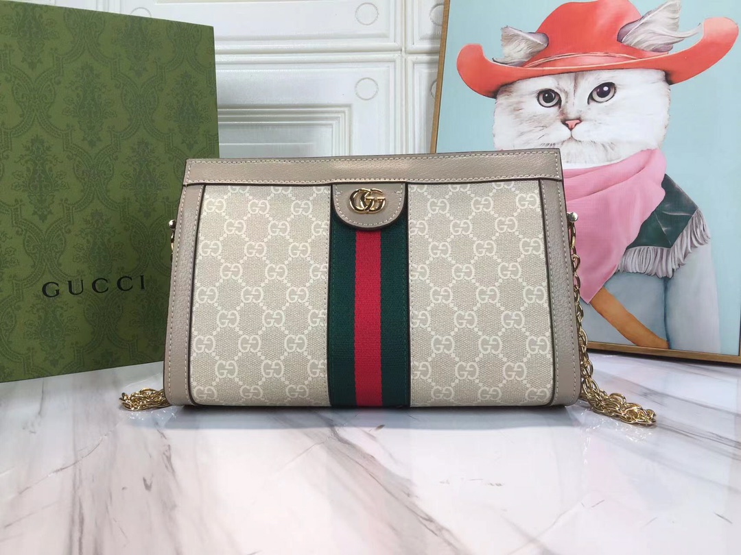 Gucci Ophidia Piccola borsa a tracolla beige/nero