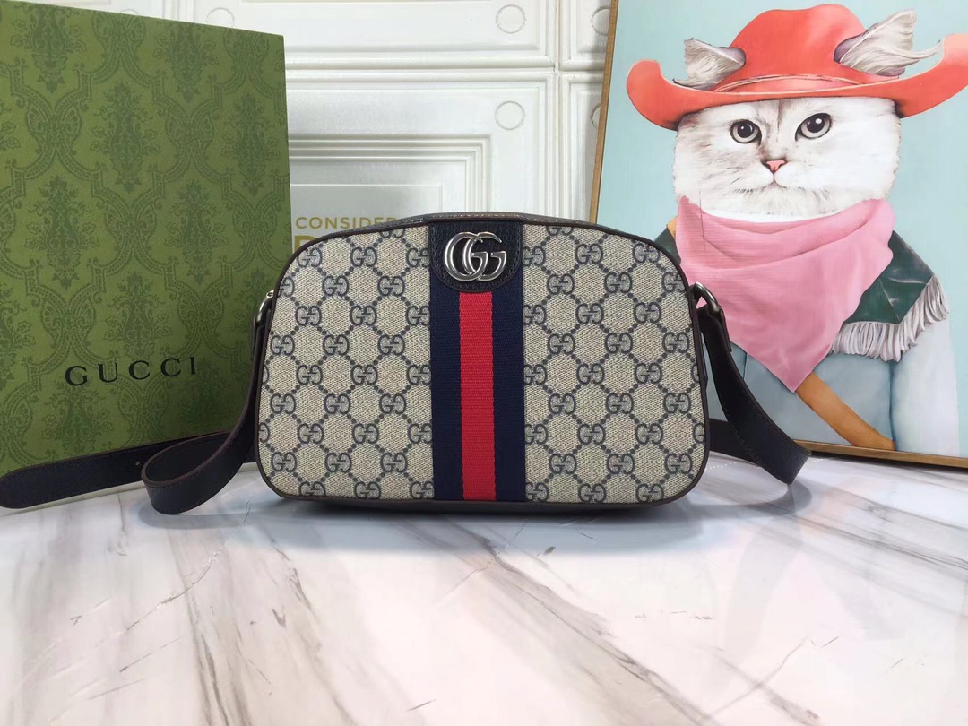 Gucci Ophidia Double G Spall borsa- Black/Bianco