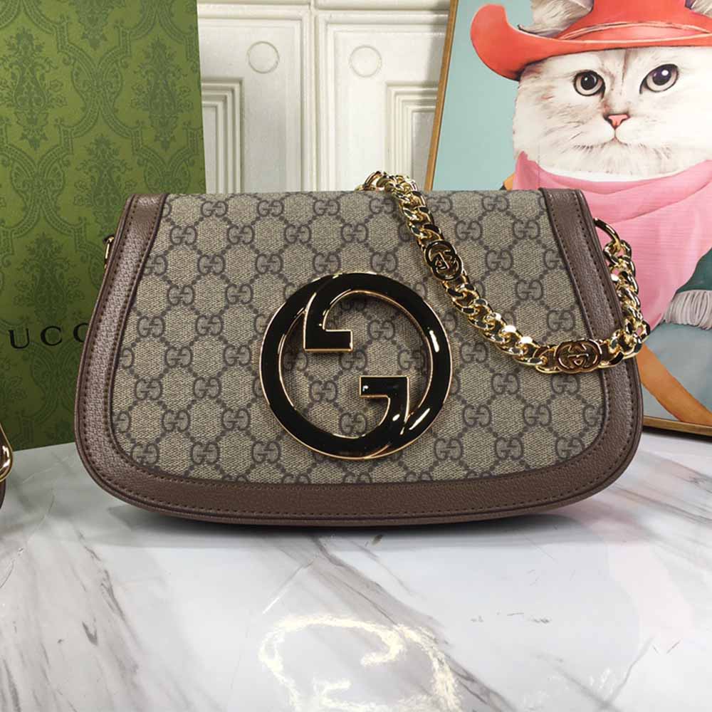 Gucci Blondie Spalla Borsa marrone/rosso