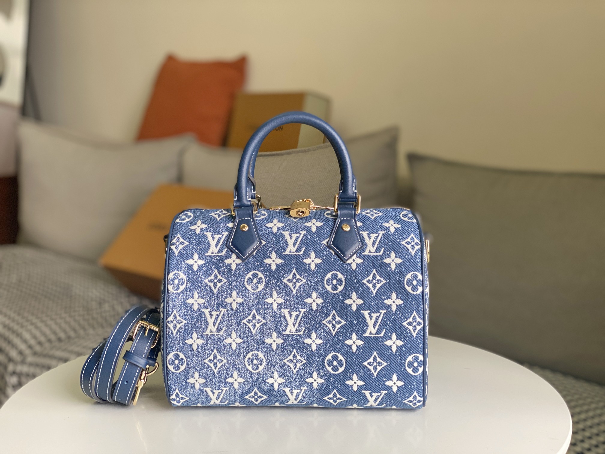 Louis Vuitton Denim Speedy Bandouliere 25 Borse