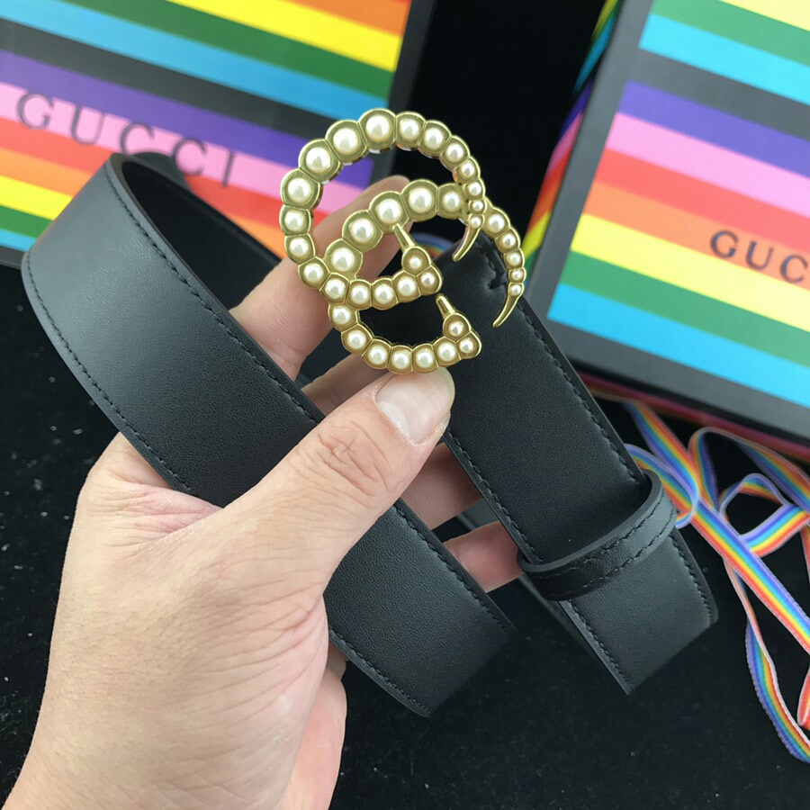 Gucci Belt Pearls 30mm- Nero