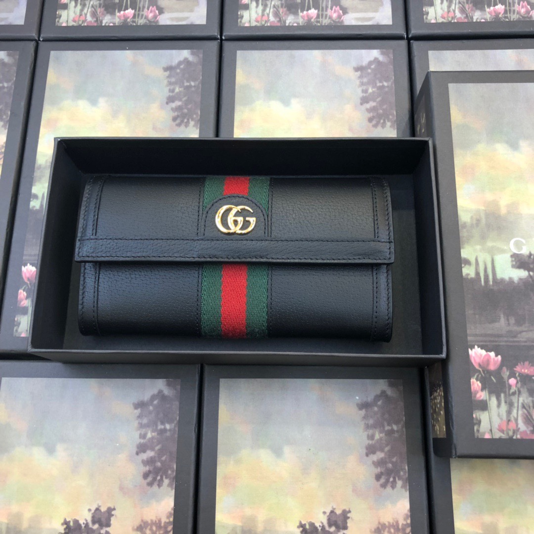 Gucci Aaa-Ophidia Continental Wallet Black