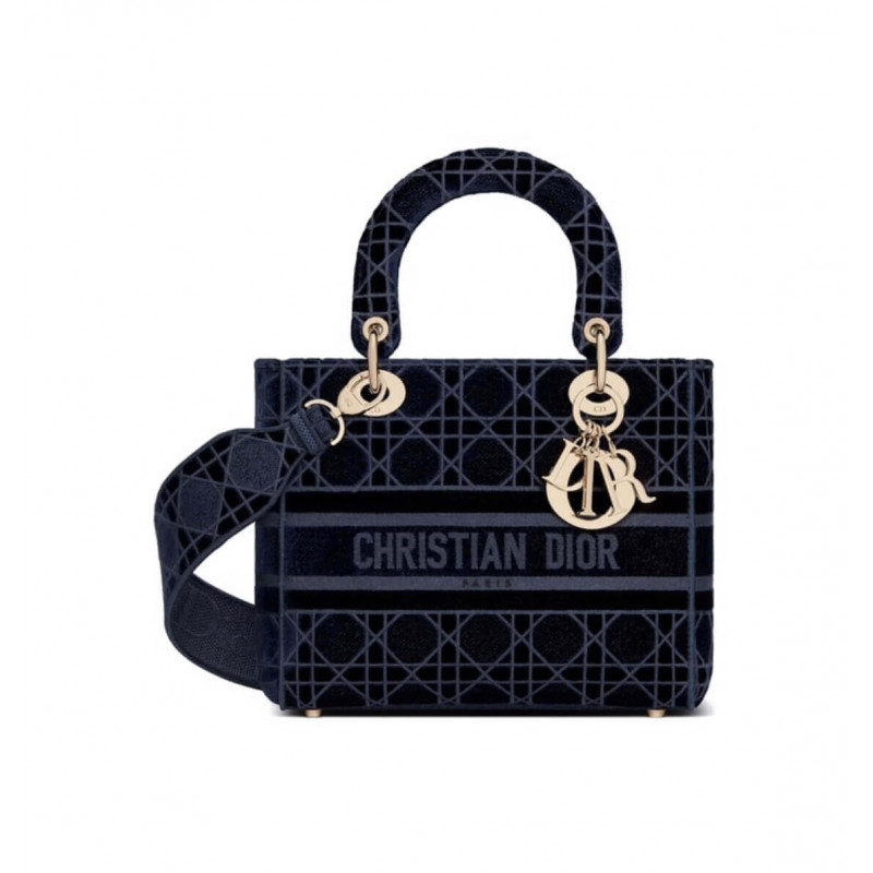 Dior Medium Lady D-Lite Borsa Recò in velluto M0565O