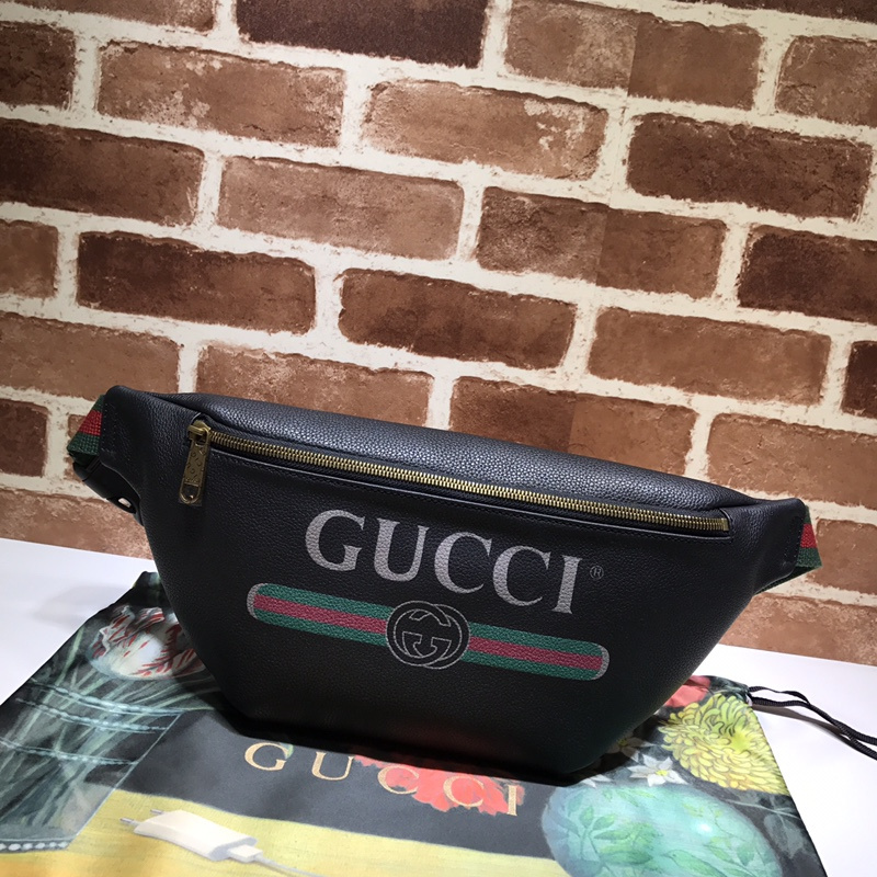 Borsa per cintura di cuoio Gucci 493869 Black/Bianco