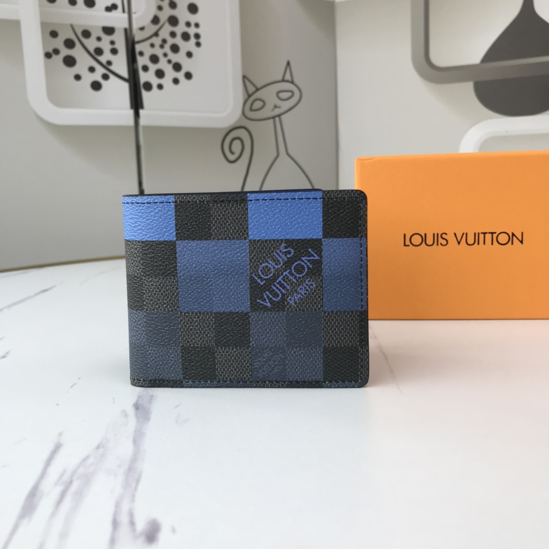 Louis Vuitton Multiple Wallet N40414 White/Blue/Orange