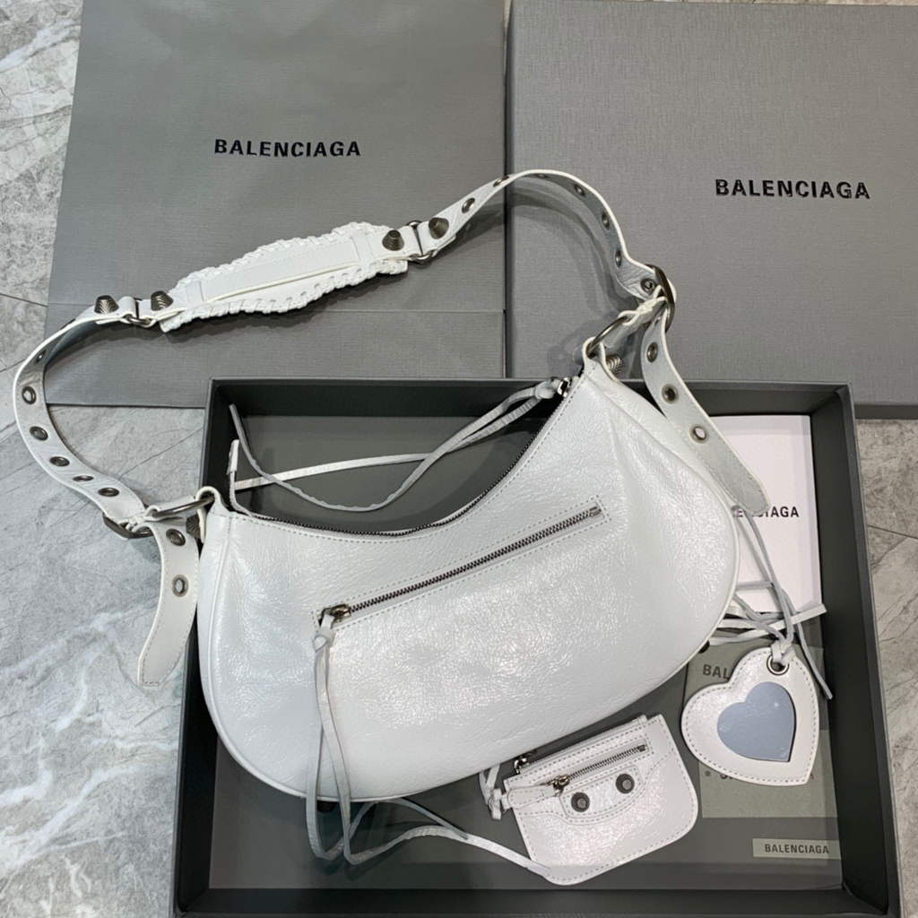 Balenciaga 67130723 Le Cagole femminile a tracolla a agnello arena in bianco in bianco