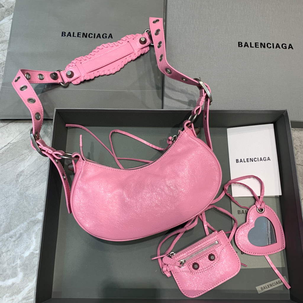 Balenciaga 700940210 NEO CAGOLE XS borsetta in pelle di agnello arena rosa