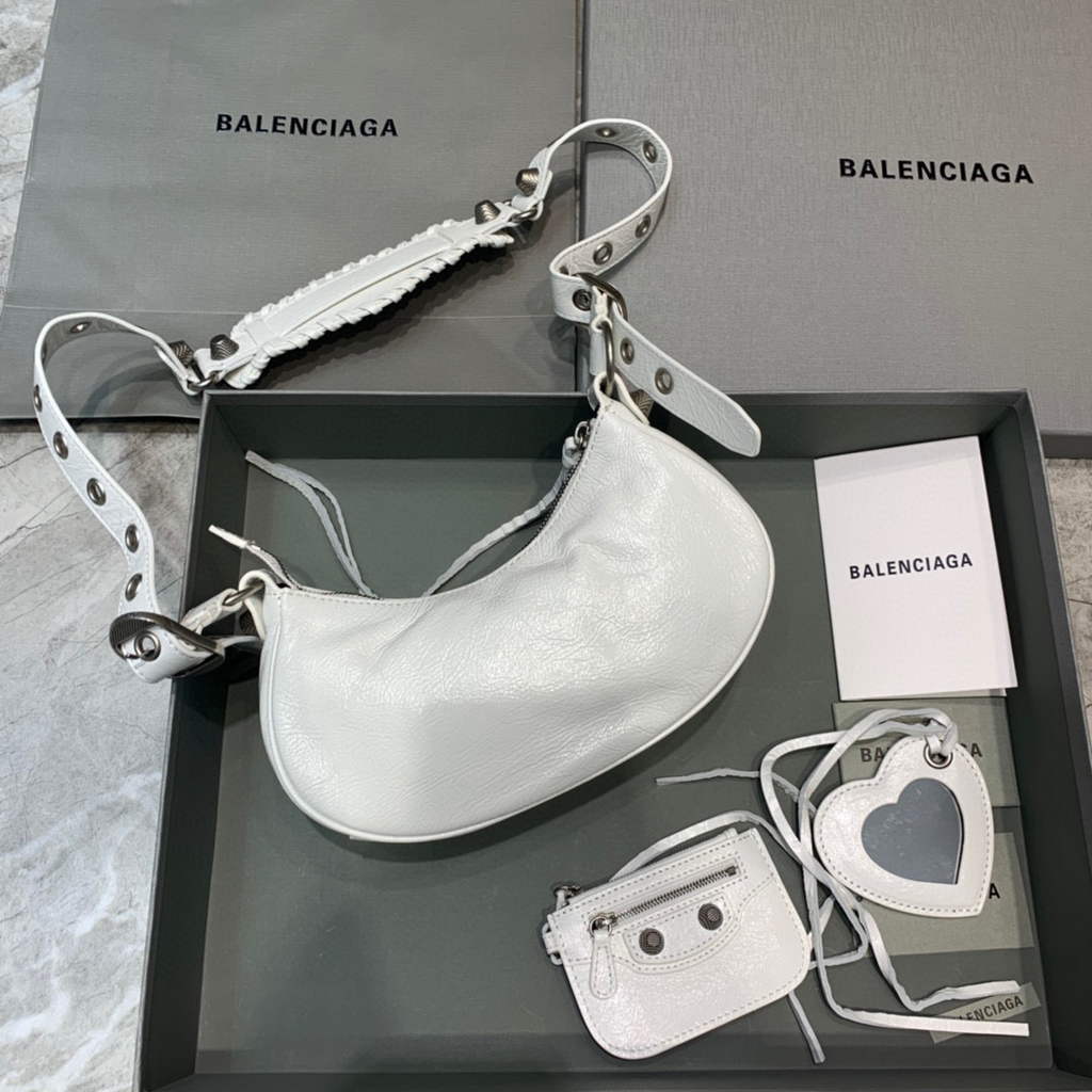 Balenciaga 700940210 NEO CAGOLE XS Borse in pelle di agnello arena bianca