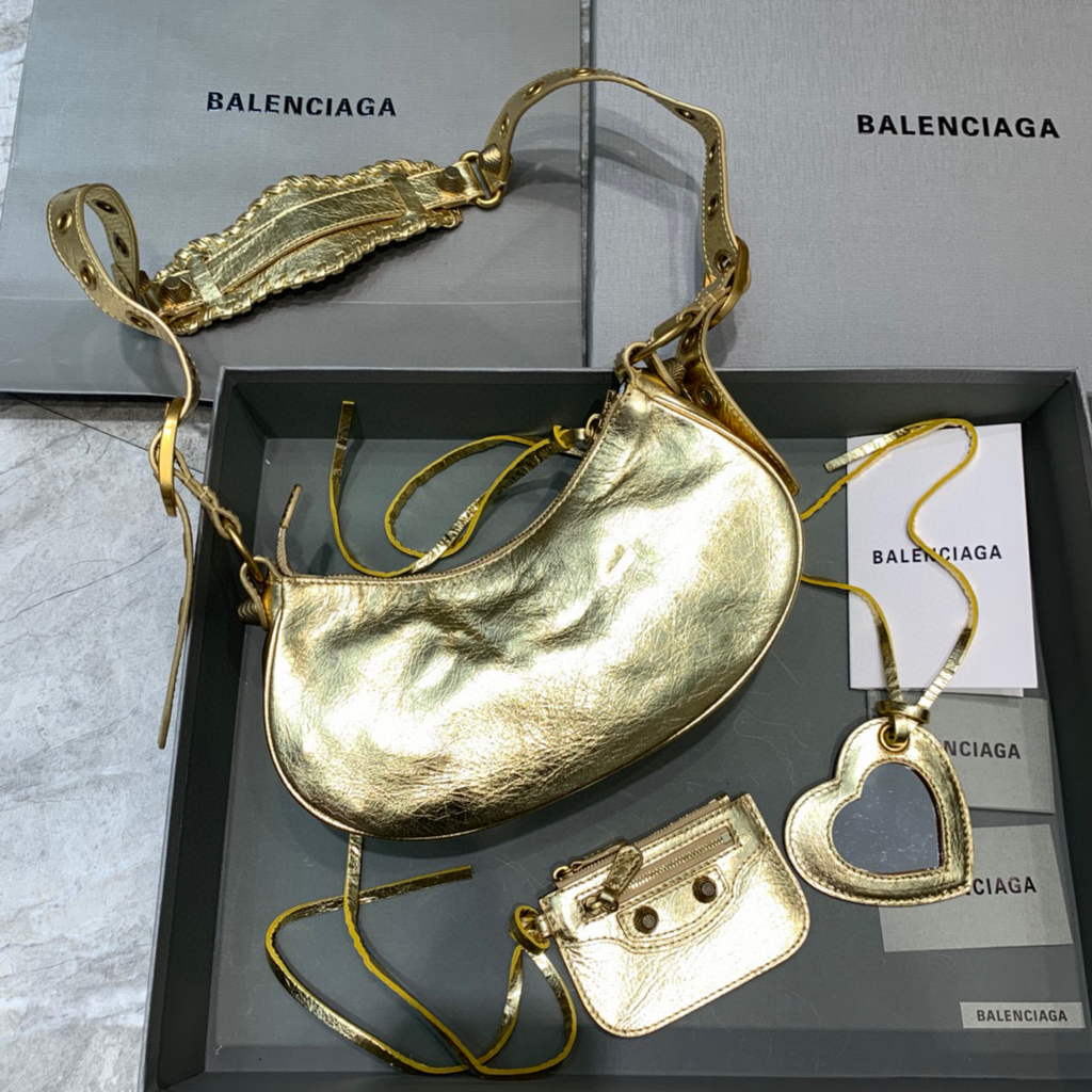 Balenciaga 700940210 NEO CAGOLE XS borsetta in pelle di agnello d’oro