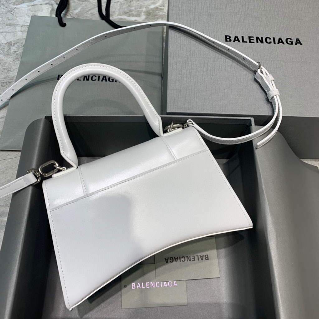 Balenciaga 593546 clessidra per clessidra per cumpella bianca in argento bianco