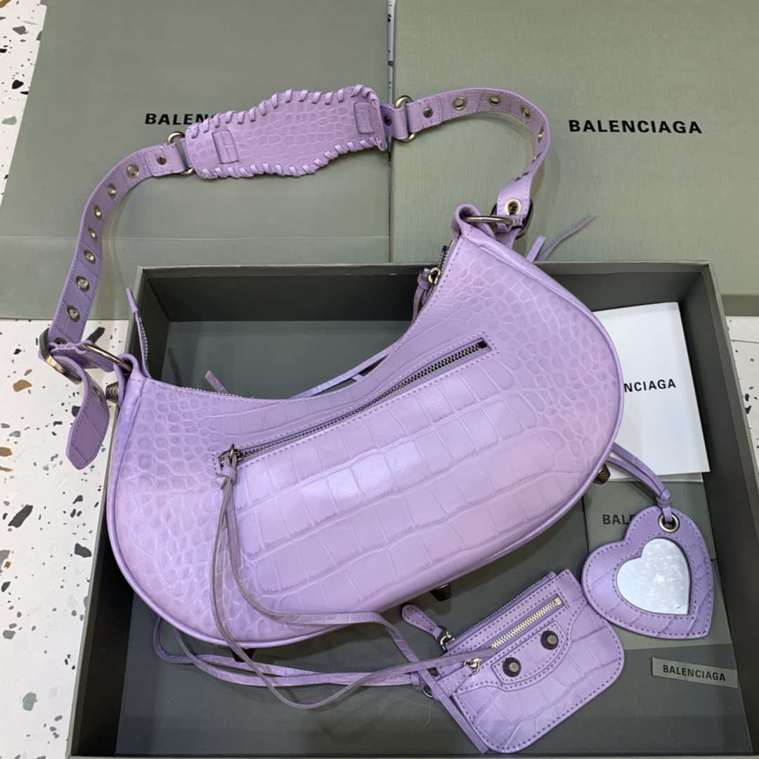 Balenciaga 67130723 Le Cagodile da donna per spalla da donna in rilievo in viola