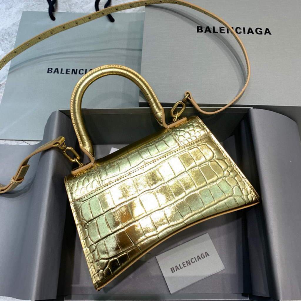 Balenciaga 593546 Classista per clessidra per crocodile Gold