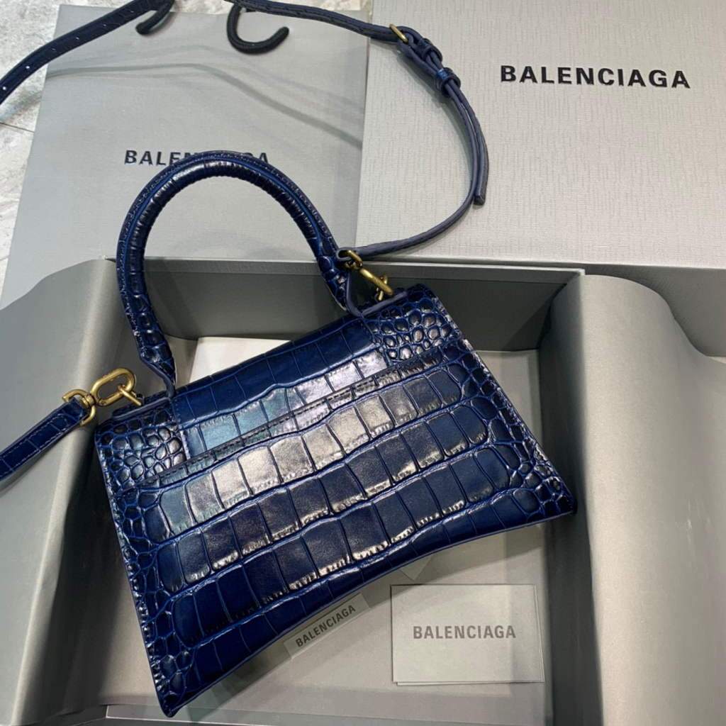 Balenciaga 593546 Classista per clessidra per crocodile Borsa blu navy blu navy