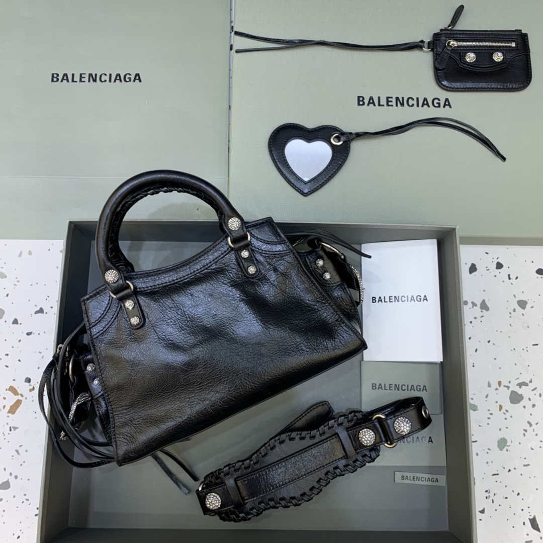 Balenciaga 700940210B Neo Cagole City Borse in pelle di agnello nero