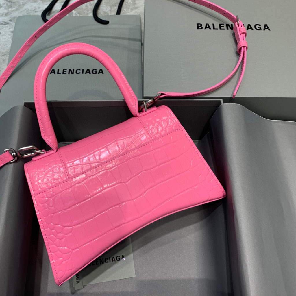 Balenciaga 593546 Classista per clessidra per crocodile Borsa rosa