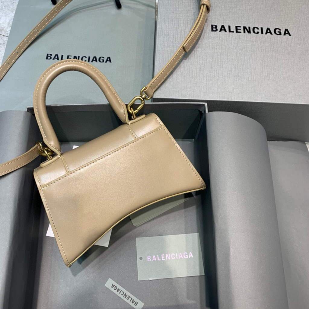 Balenciaga 592833 Classista per clessidra per la maniglia top in pelle albicocca