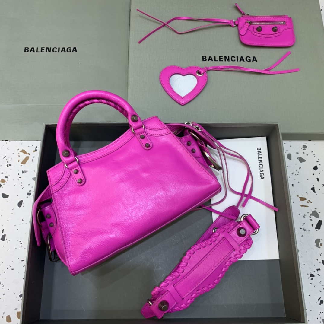 Balenciaga 700940210B Neo Cagole City Borse in pelle di agnello arena rosa cielo