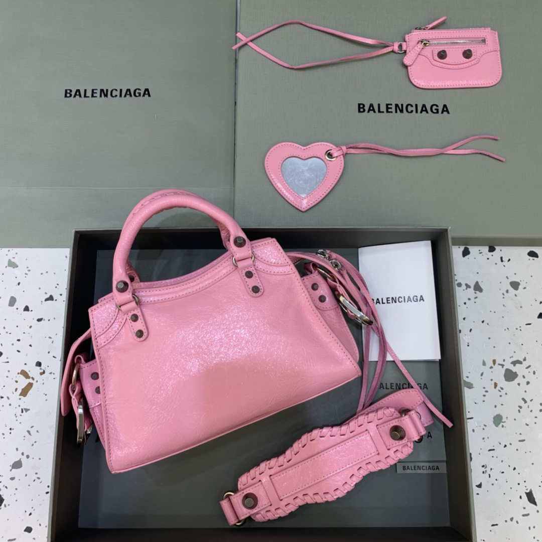 Balenciaga 700940210B Neo Cagole City Borse in pelle di agnello arena rosa