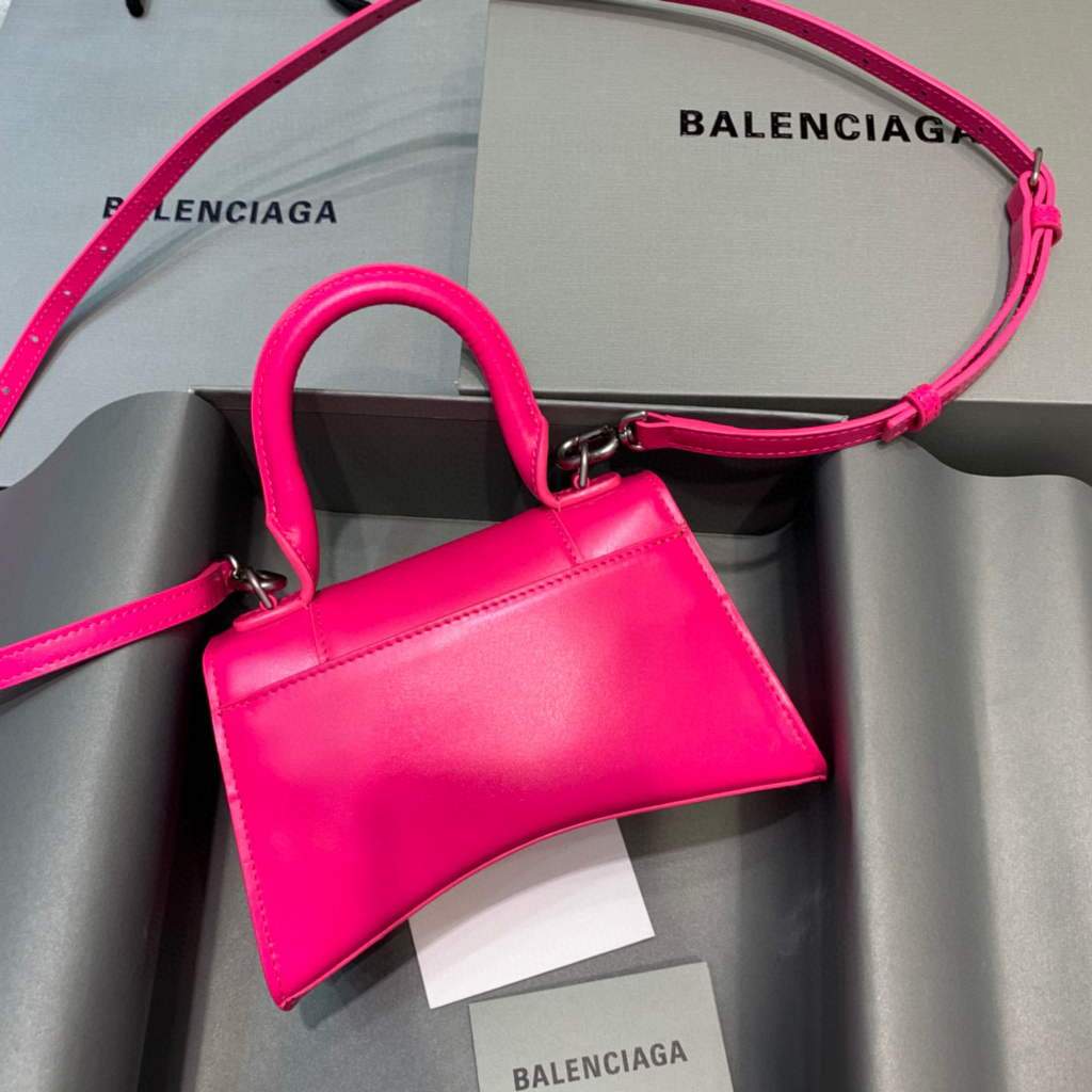 Balenciaga 592833 Plum in pelle per la maniglia per clessidra per clessidra