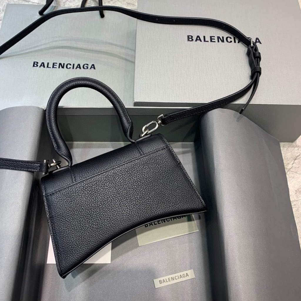 Balenciaga 592833 Classista per clessidra con maniglia top in pelle nera