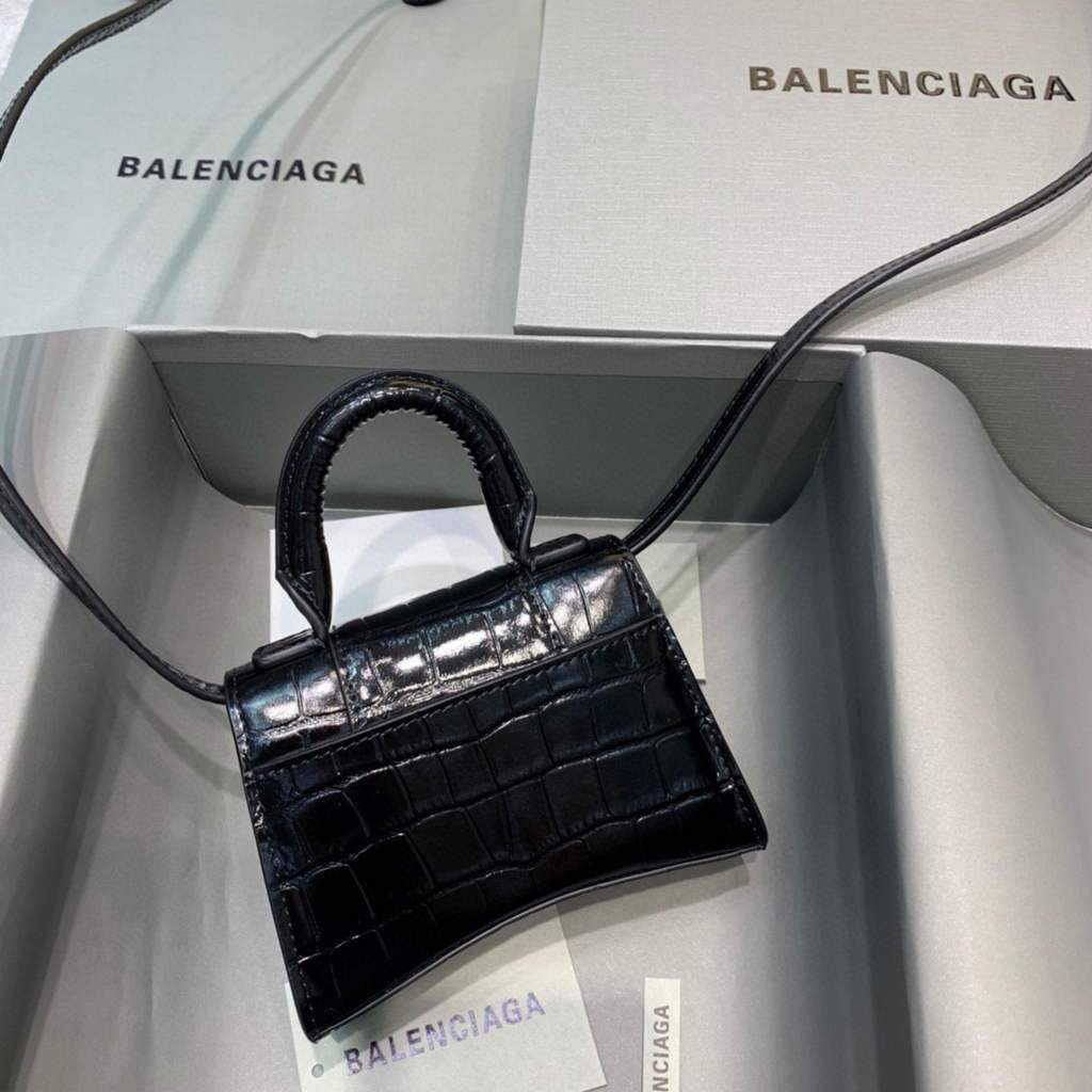 Balenciaga 664676 Mini top -criminale per coccodrillo nero