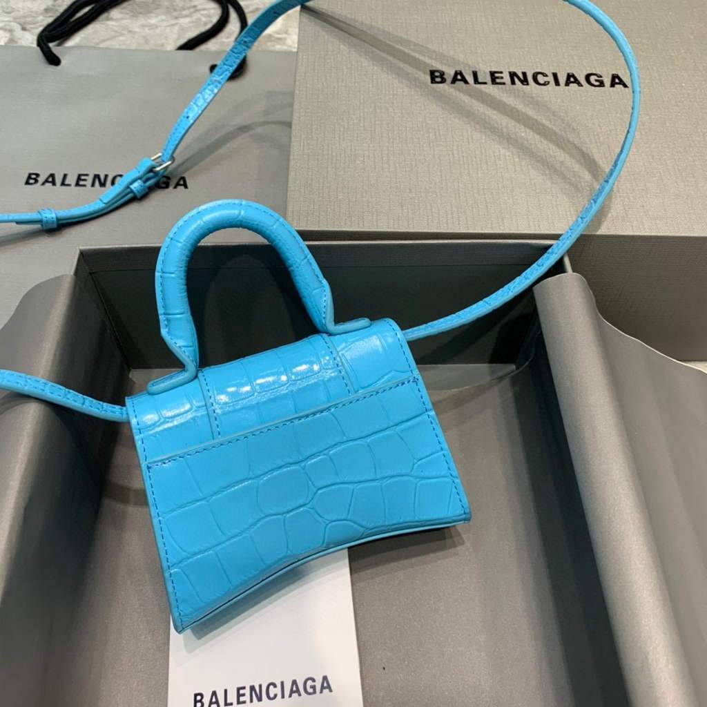 Balenciaga 664676 Mini top -criminale per coccodrillo blu