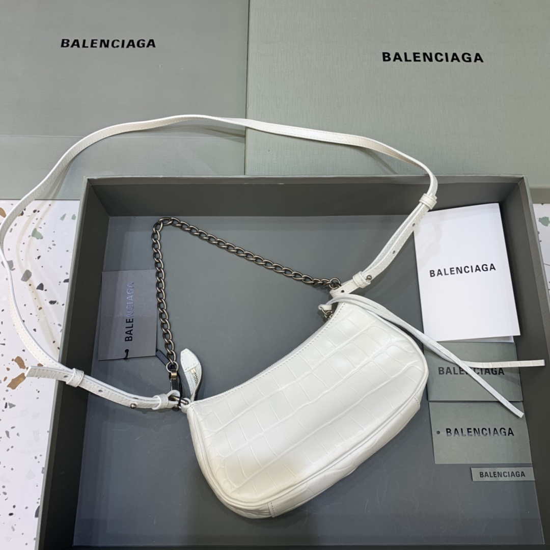 Balenciaga 6940271vg9 Le Cagole mini multipouch in coccodrillo bianco