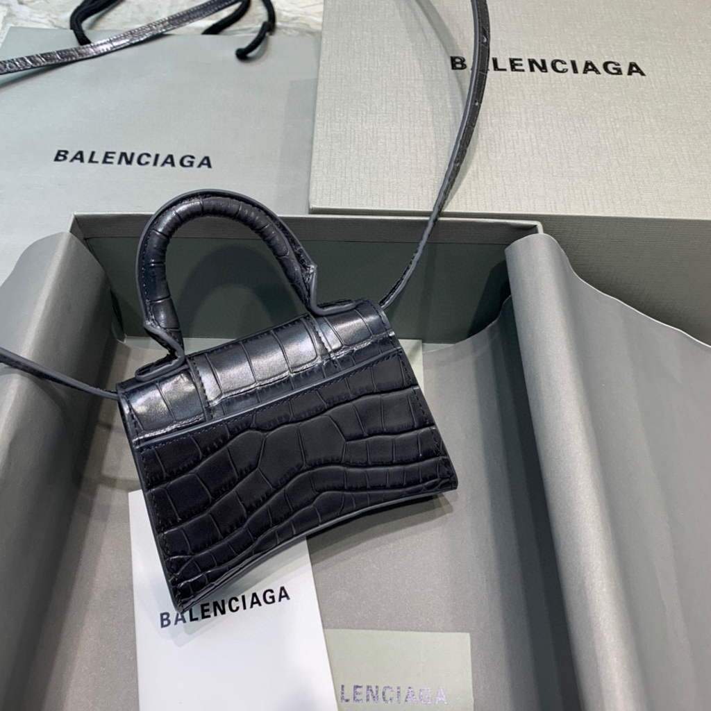 Balenciaga 664676 Mini criminale per coccodrillo coccodrillo nero