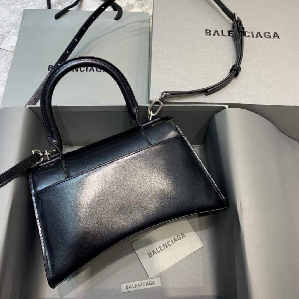 Balenciaga 593546 clessidra per clessidra da top -gustla sacca nera argento