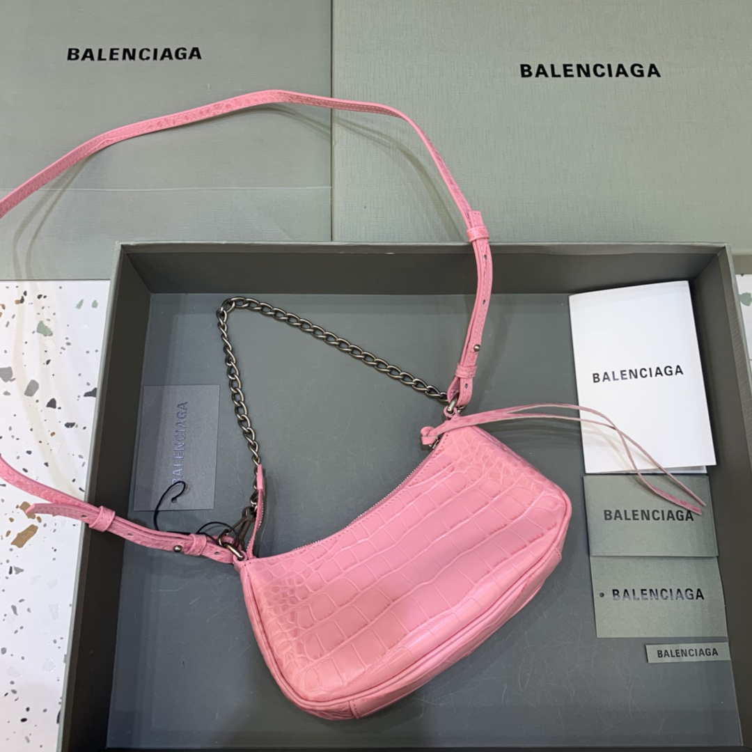 Balenciaga 6940271vg9 Le Cagole mini multipouch in coccodrillo rosa