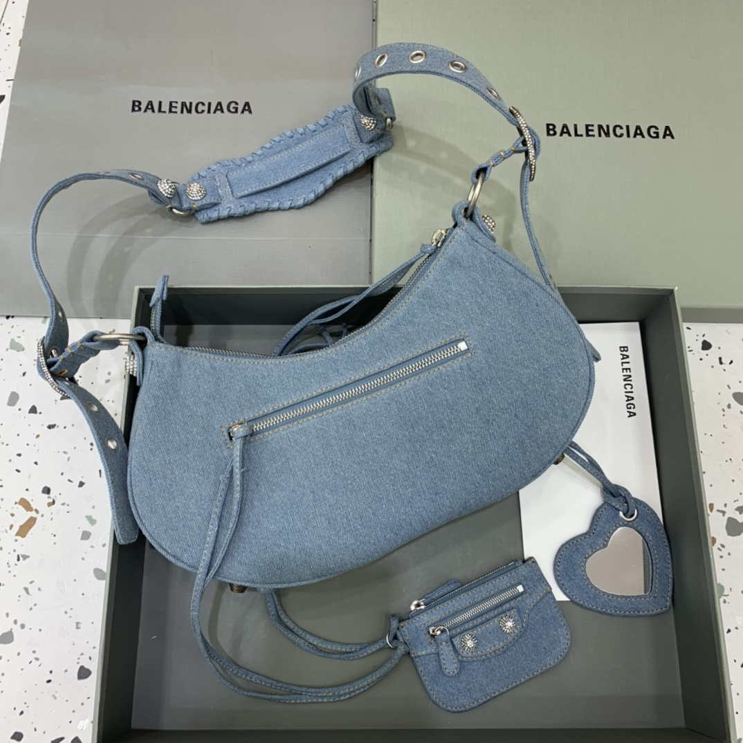 Balenciaga 67130723 Le Cagole Piccola borsa a tracolla in blu denim