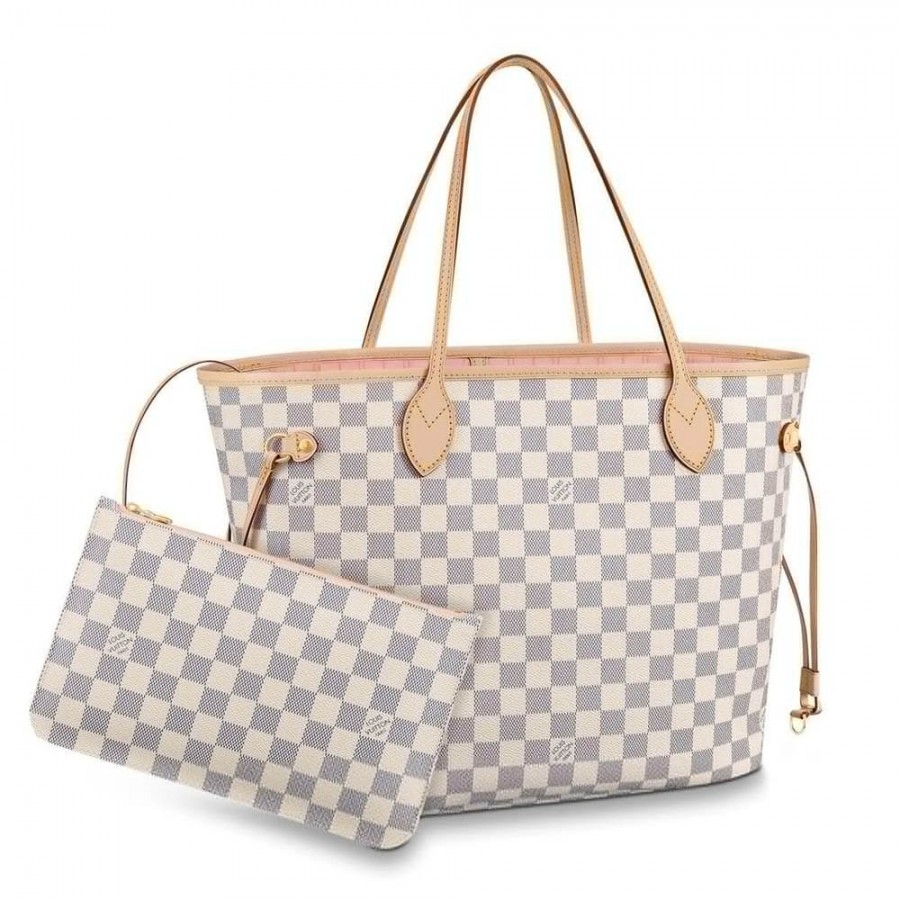 Louis Vuitton Damier Azur Canvas Neverfull MM N41605 Pink