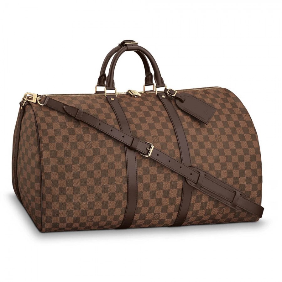 Louis Vuitton Damier Ebene Canvas Keepall Bandouliere 55 N41414