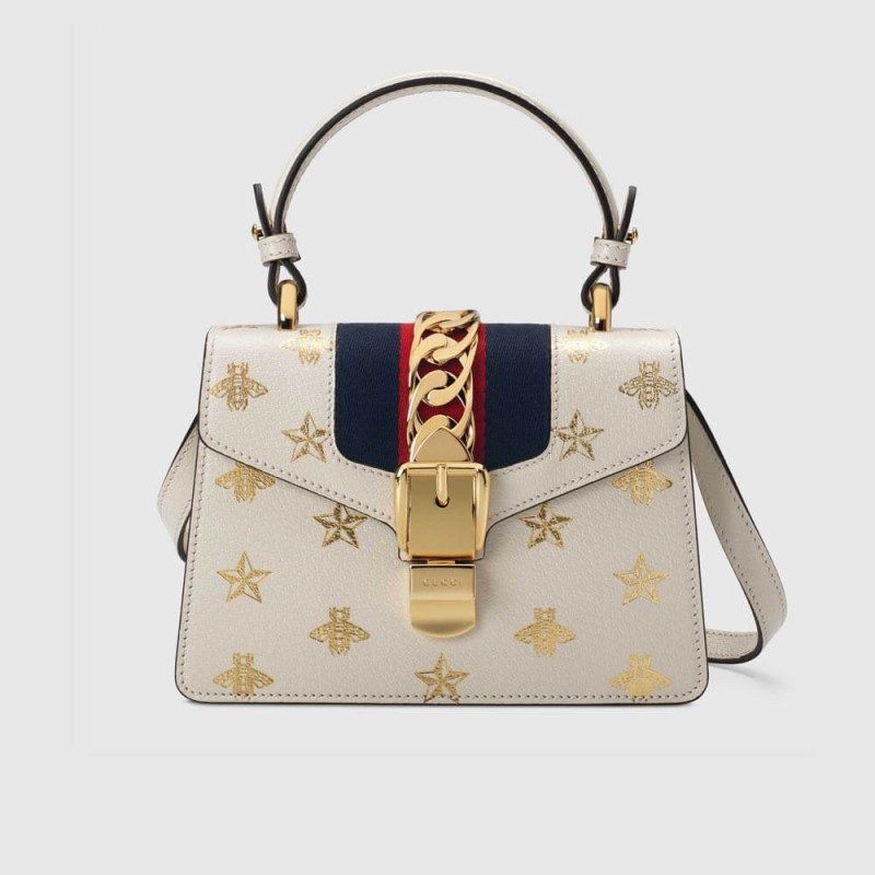 Gucci Sylvie Bee Star Mini in pelle 470270