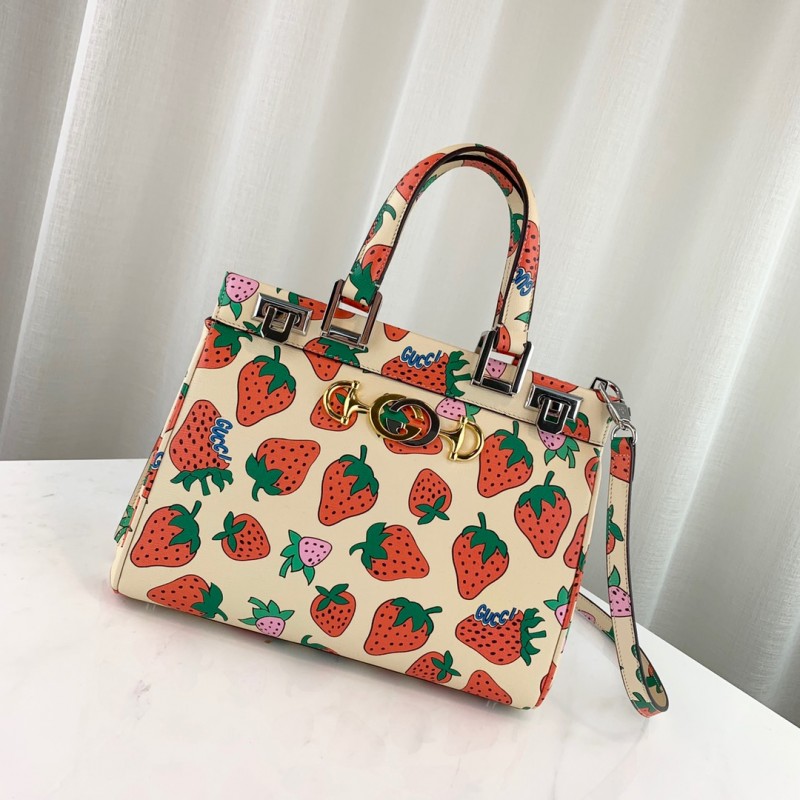 Gucci Zumi Strawberry Stampa piccola borse per maniglie superiore 569712