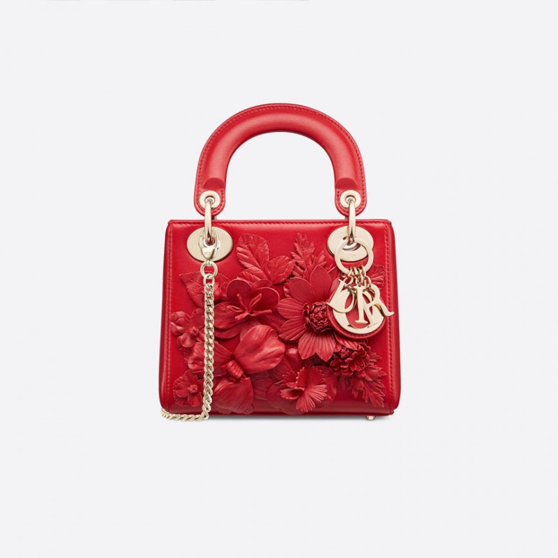 Fiori di Christian Dior Lambskin ricamato Mini  “Lady Dior ” borsa M0565