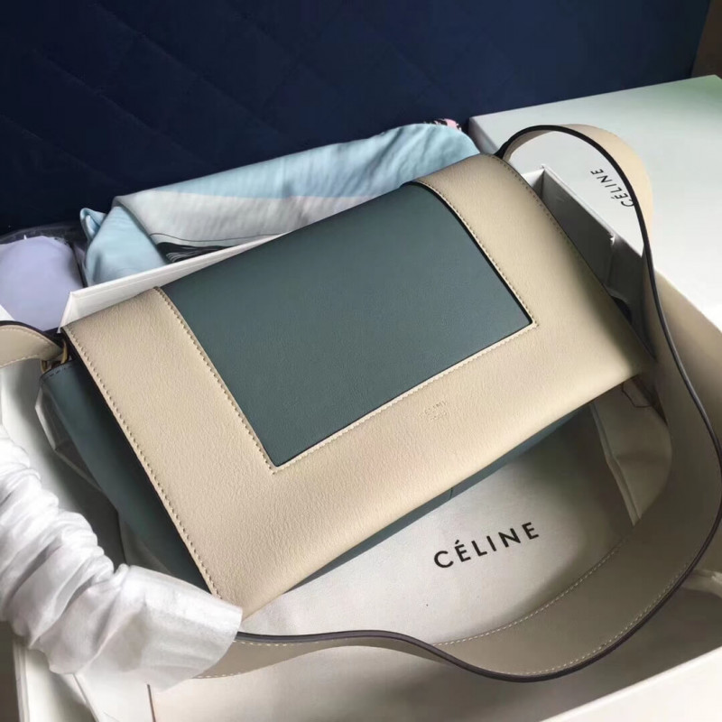 Celine Frame Media Occiglia Borsa 180263 Bianco/Blu chiaro