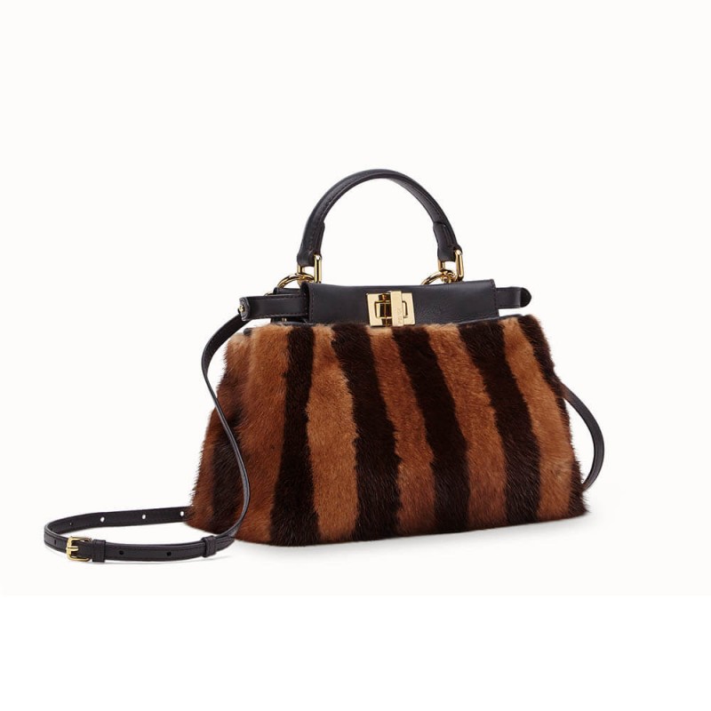 Fendi Peekaboo Iconic Mini Black Mink borsa 8bn244