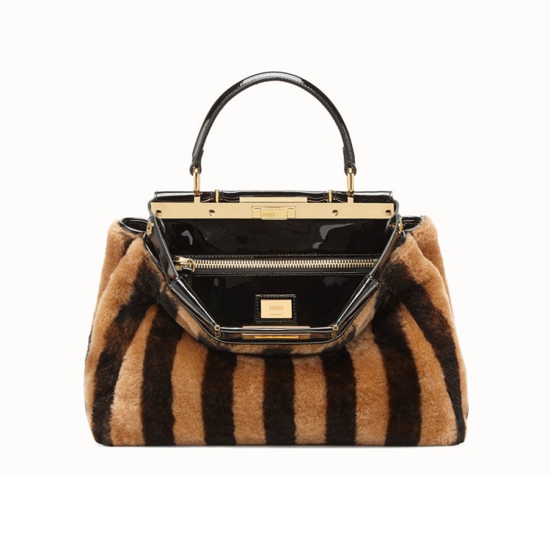 Fendi Peekaboo iconica media nera di blassa nera 8bn290