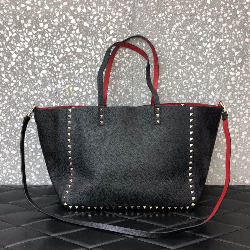 Valentino Garavani Double Rockstud Reversible Tote borsa 0067J nero/rosso