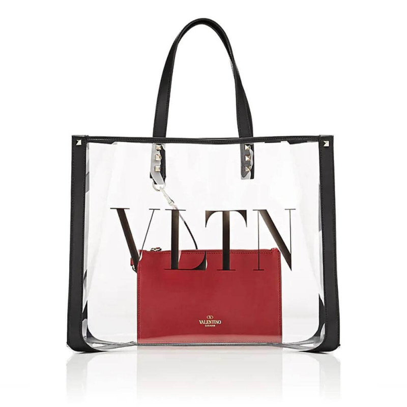 Valentino Garavani Grande Plage Small PVC&Leather Tote borsa 9006