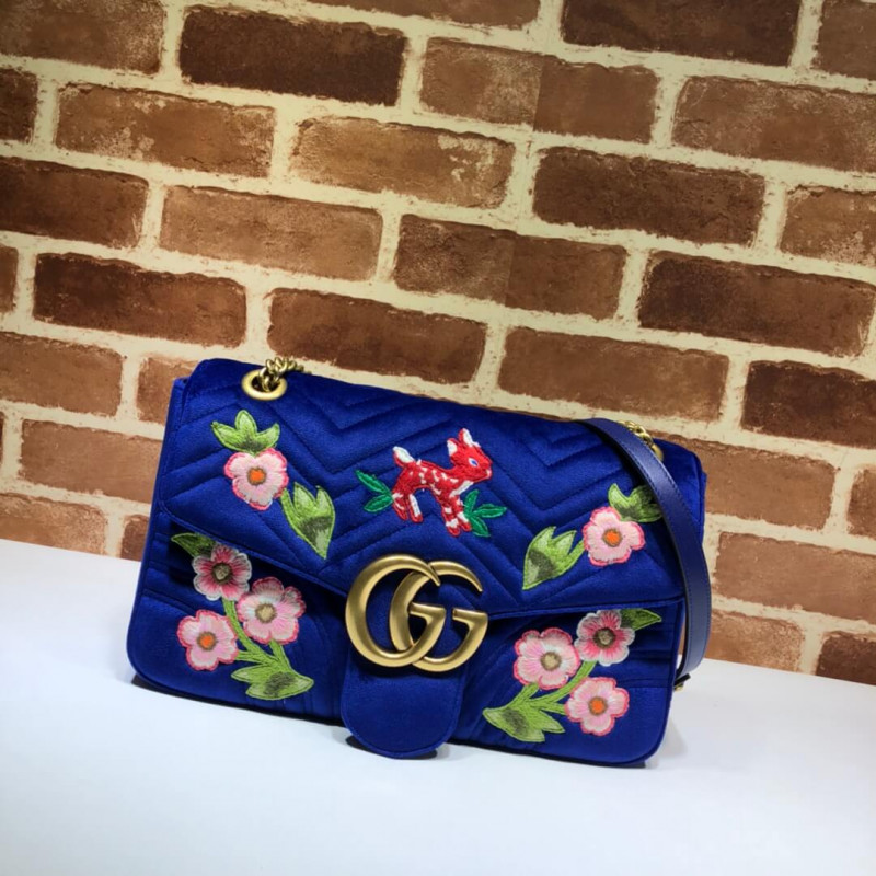 GUcci GG GG Marmont Velvet Piccola borsa a tracolla 443496 blu