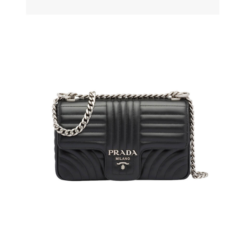 Prada Diagramme Media in pelle media 1bd108 hardware d’argento