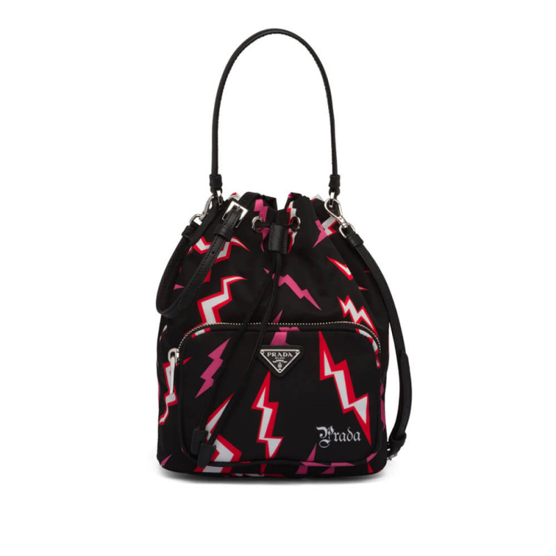 Prada Lightning Print Nylon Spall borsa 1BH038