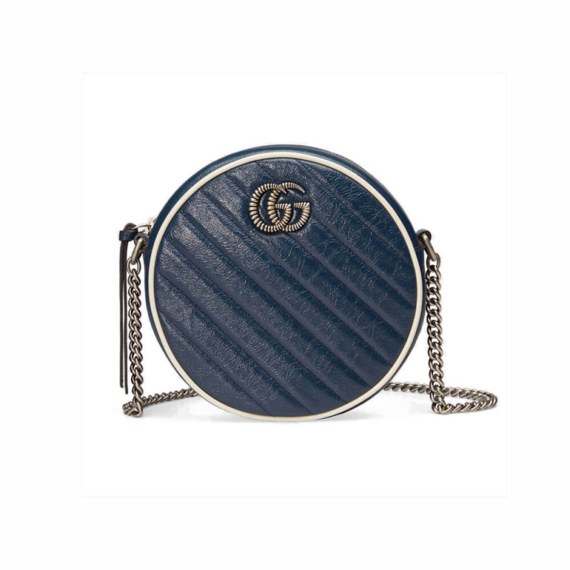 GUcci GG GG Marmont Mini Tround Occhy Borsa 550154 Blu